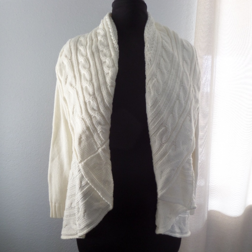 Style &Co  Open Front Knit Cozy Cardigan White